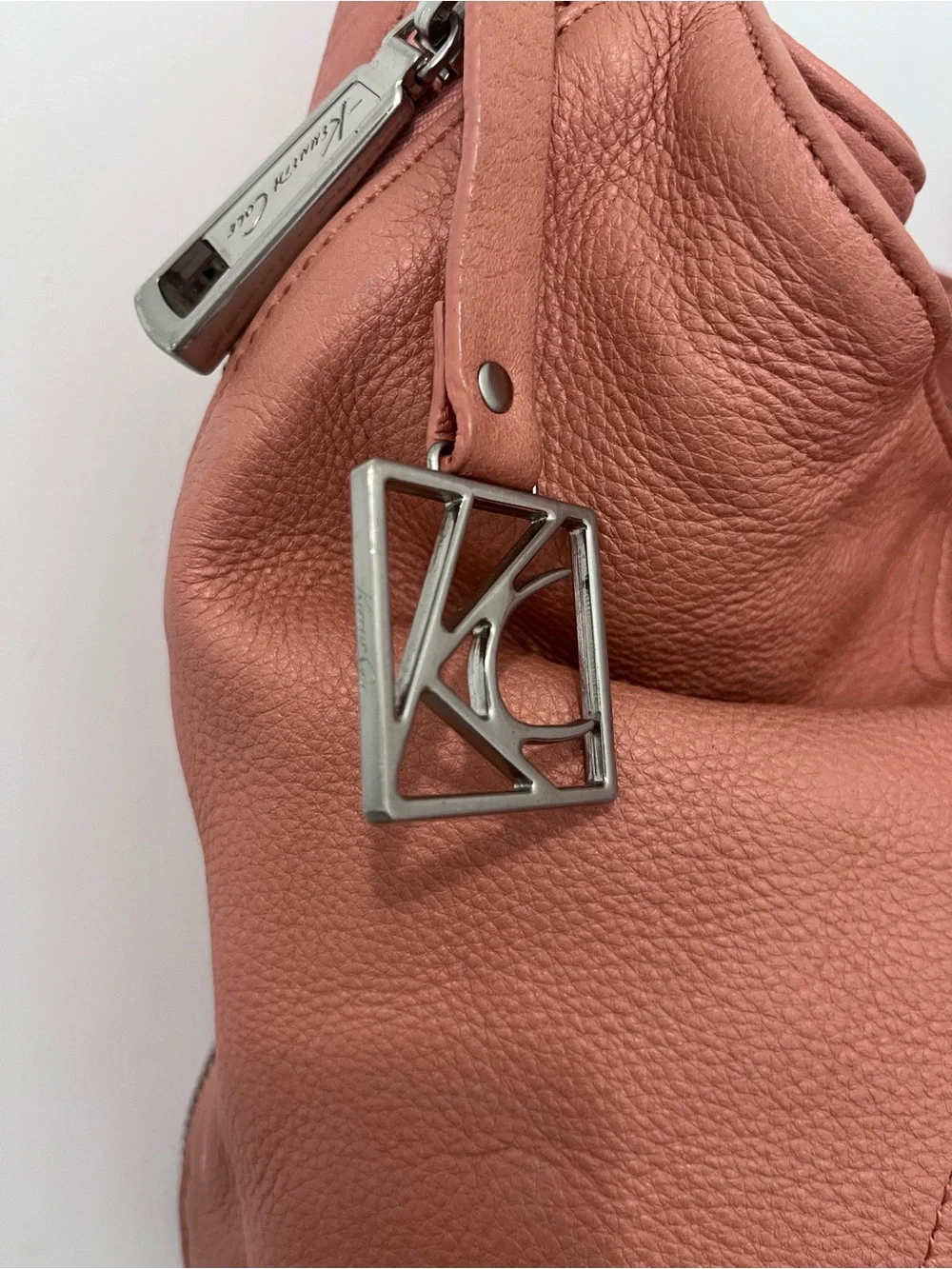 Kenneth Cole Leather Salmon Hobo Bag w/ Hidden Zip Pockets